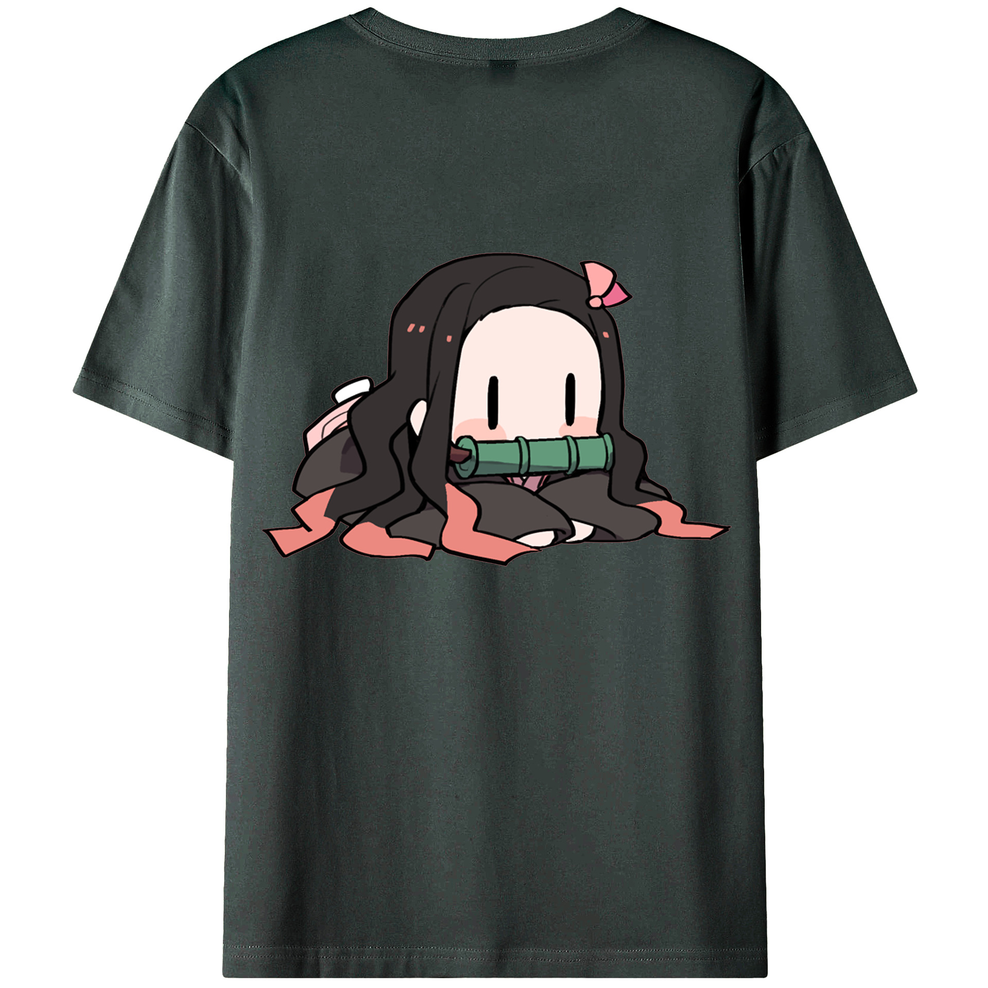 （画像用） 鬼滅の刃（きめつのやいば）竈門 禰󠄀豆子／かまど ねずこ Kamado Nezuko 綿100％ メンズ半袖Tシャツ（バックプリント） 通気性